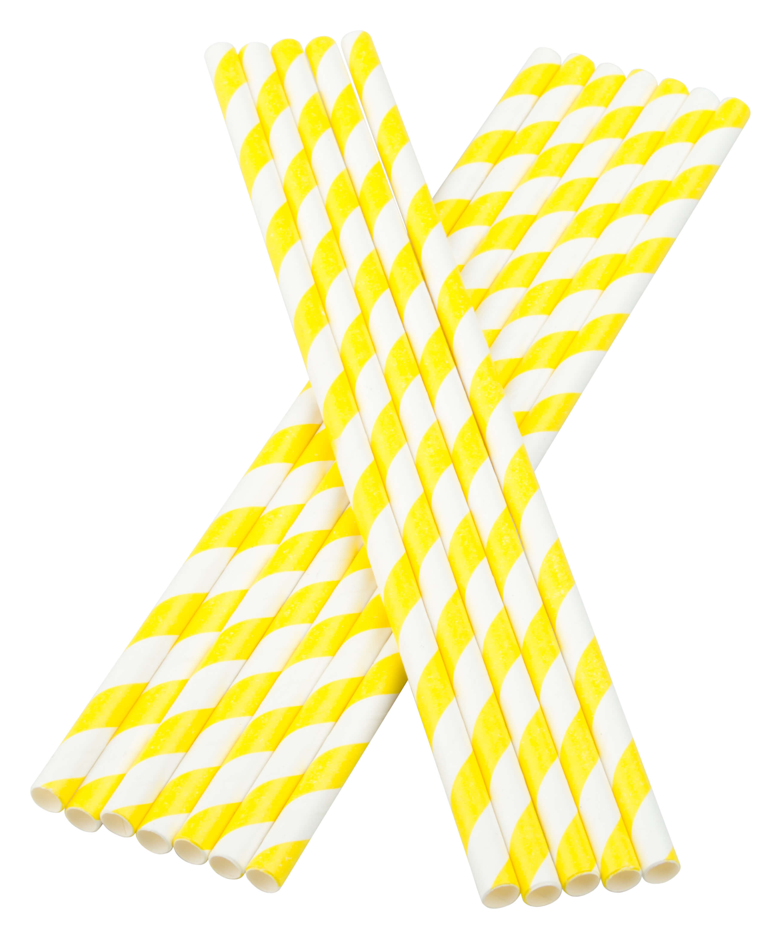 ECO Drinking straws, paper (195x6mm), stripes (yellow-white) - 100 pcs.
