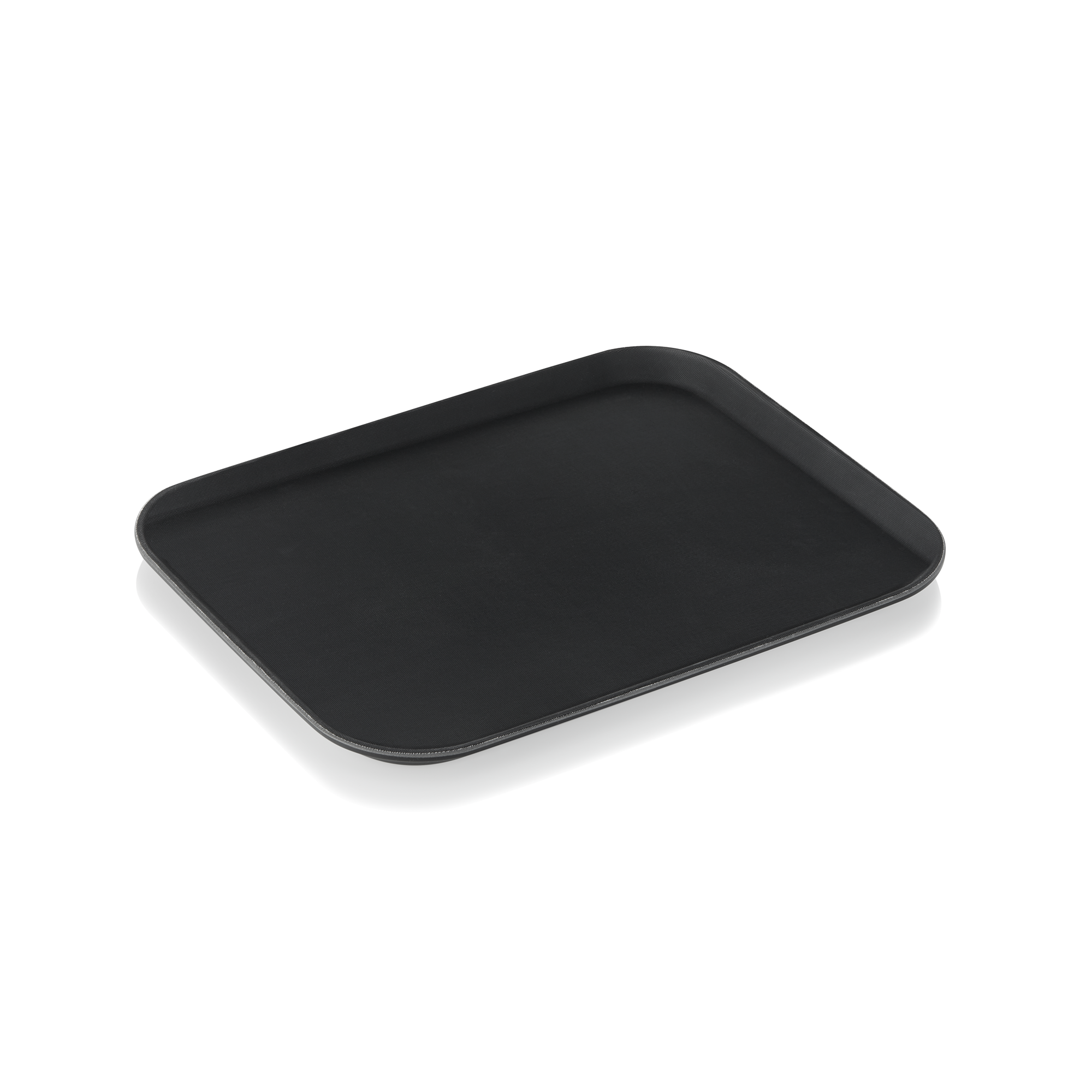 Square tray, non-slip, black polypropylene - 46x35.5cm Square tray, non-slip, black polypropylene - 46x35.5cm