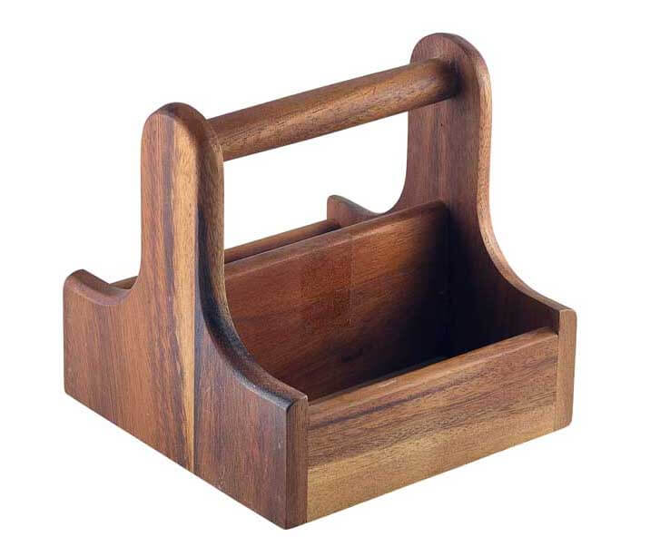 Table caddy / bar organizer, wood, dark - 15x15,3x15cm