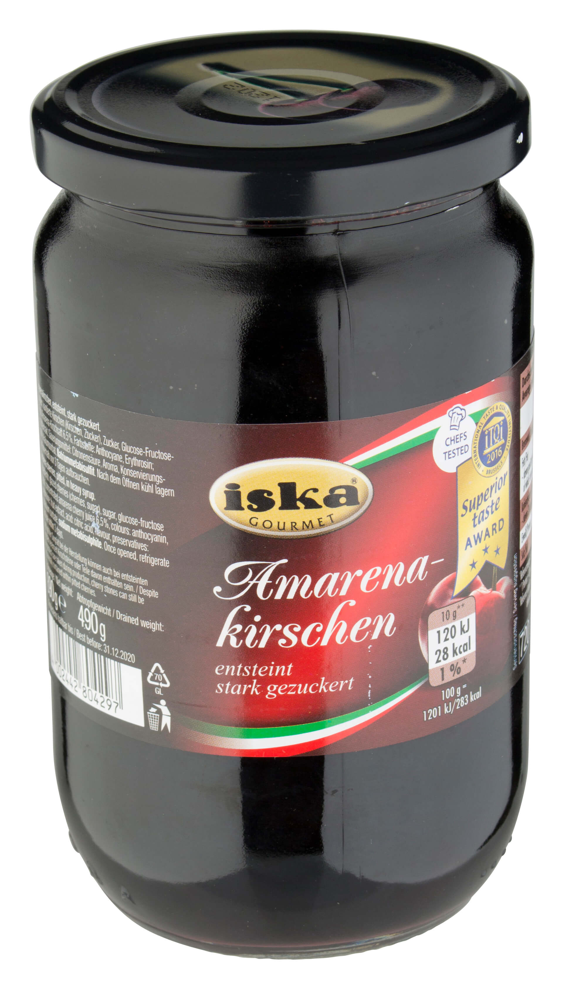 Amarena cherries, pitted, in heavy syrup - 890g