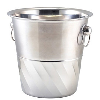 Wine bucket, steinless steel swirl design, ring handles - 20x21cm Wine bucket, steinless steel swirl design, ring handles - 20x21cm