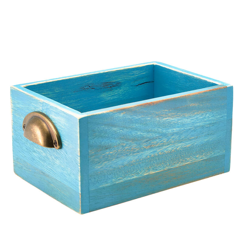 Display drawer, acacia wood, 21,5x15x11cm - blue