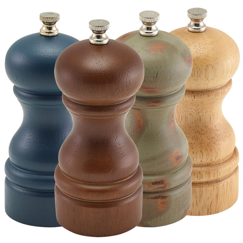 Salt/Pepper Grinder, wood - various colors (13cm)