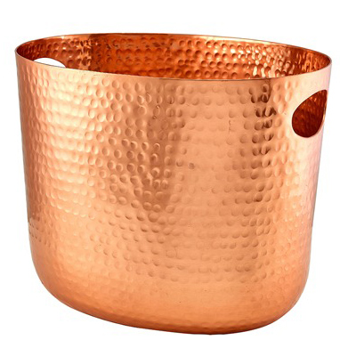 Wine Bucket, aluminum hammered copper-colored - 30,5x22x22,8cm