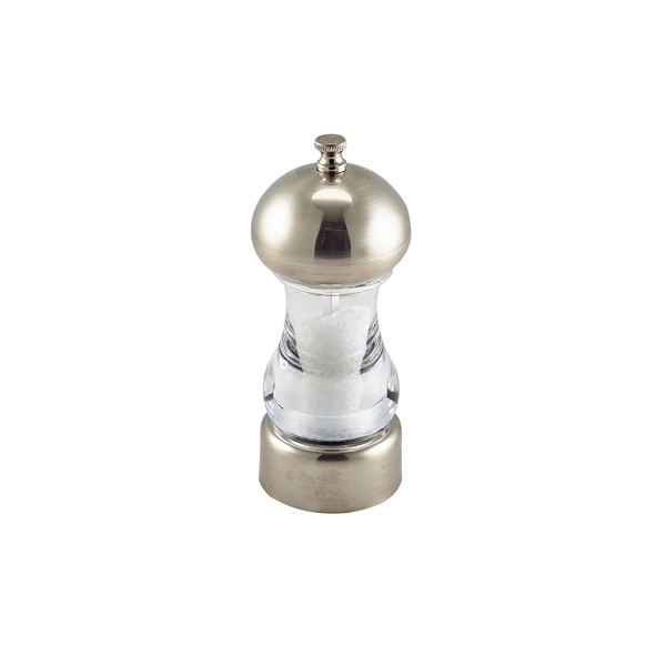 Salt/pepper mill, transparent, chrome-plated - 14cm