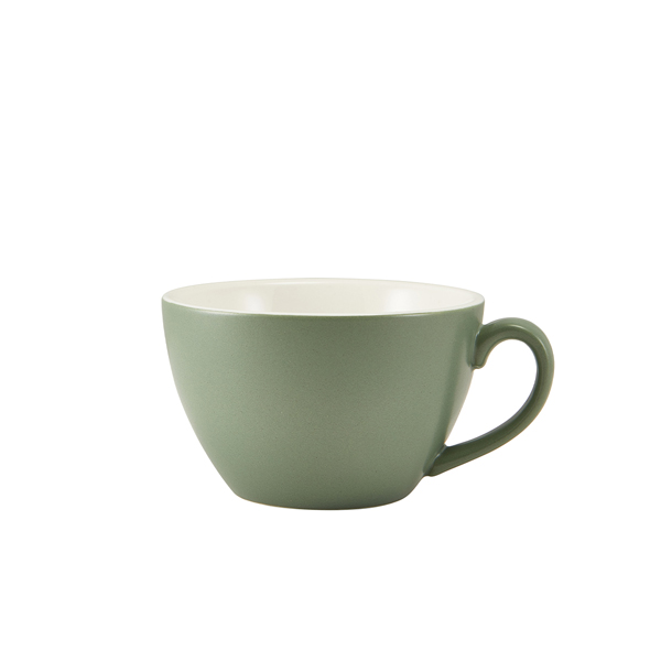 Milk coffee cup porcelain matte sage green – 340 ml (6 pcs.)