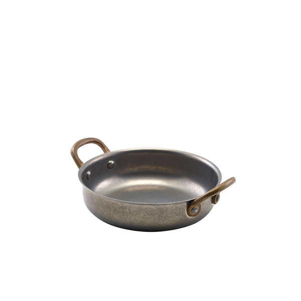 Round bowl with handles, stainless steel vintage - 13,5 x 3,75 cm (6 pcs.)