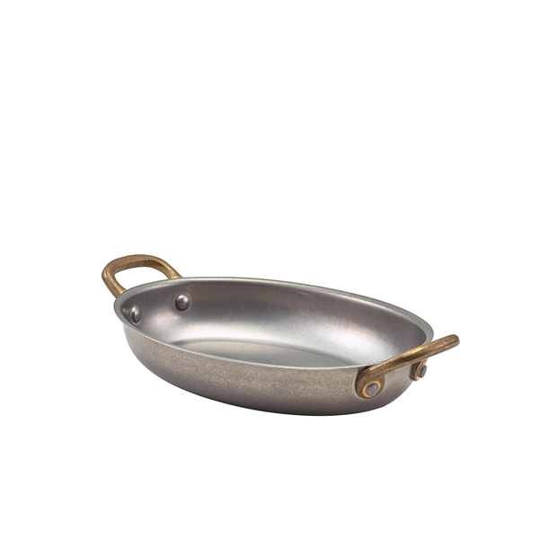 Oval bowl with handles, stainless steel, vintage - 18,5 x 13,5 cm (6 pcs.)