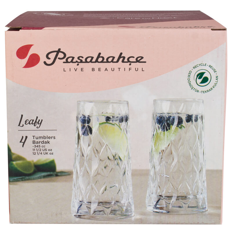 Long drink glass Leafy, Pasabahce - 345ml (4 pcs.)