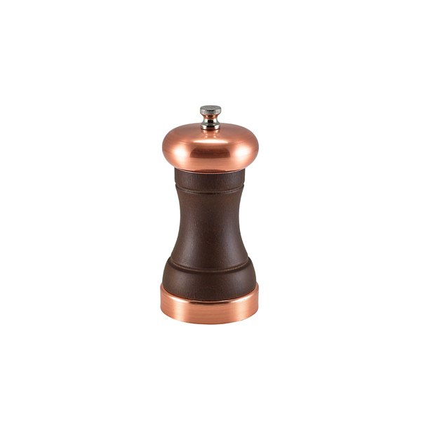Salt/pepper mill, wood, copper colored - 12cm