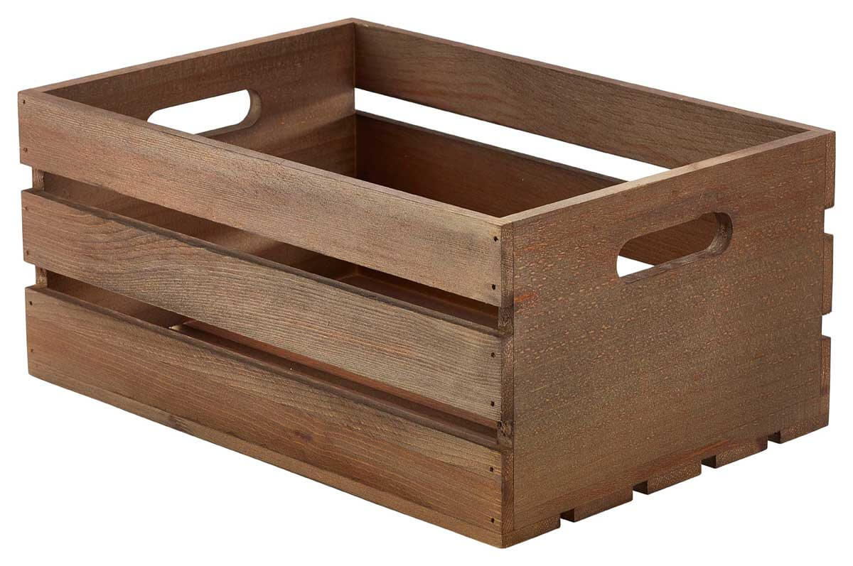 Wooden crate, Dark Rustic brown - 34x23x15cm