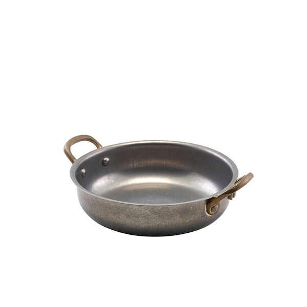 Round bowl with handles, stainless steel vintage - 15,5 x 4 cm (6 pcs.)