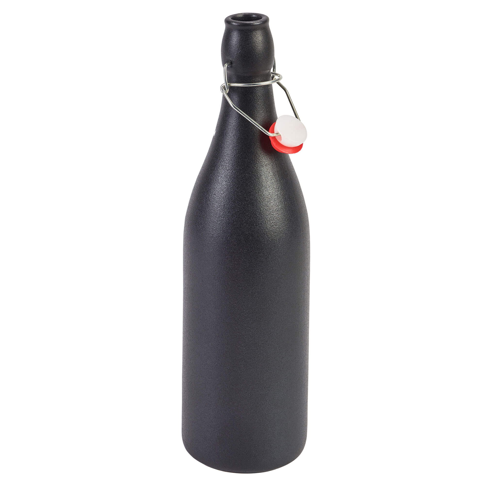 Stoneware swing bottle, black - 1,0l (6 pcs.)