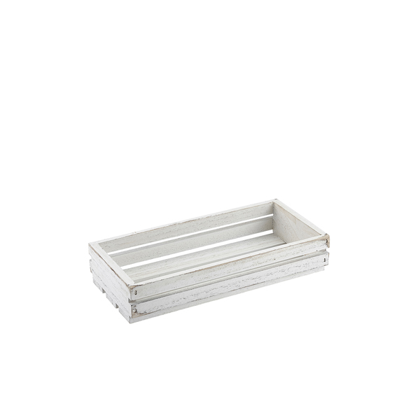 Rustic Wooden Crate, white wash - 25x12x5cm