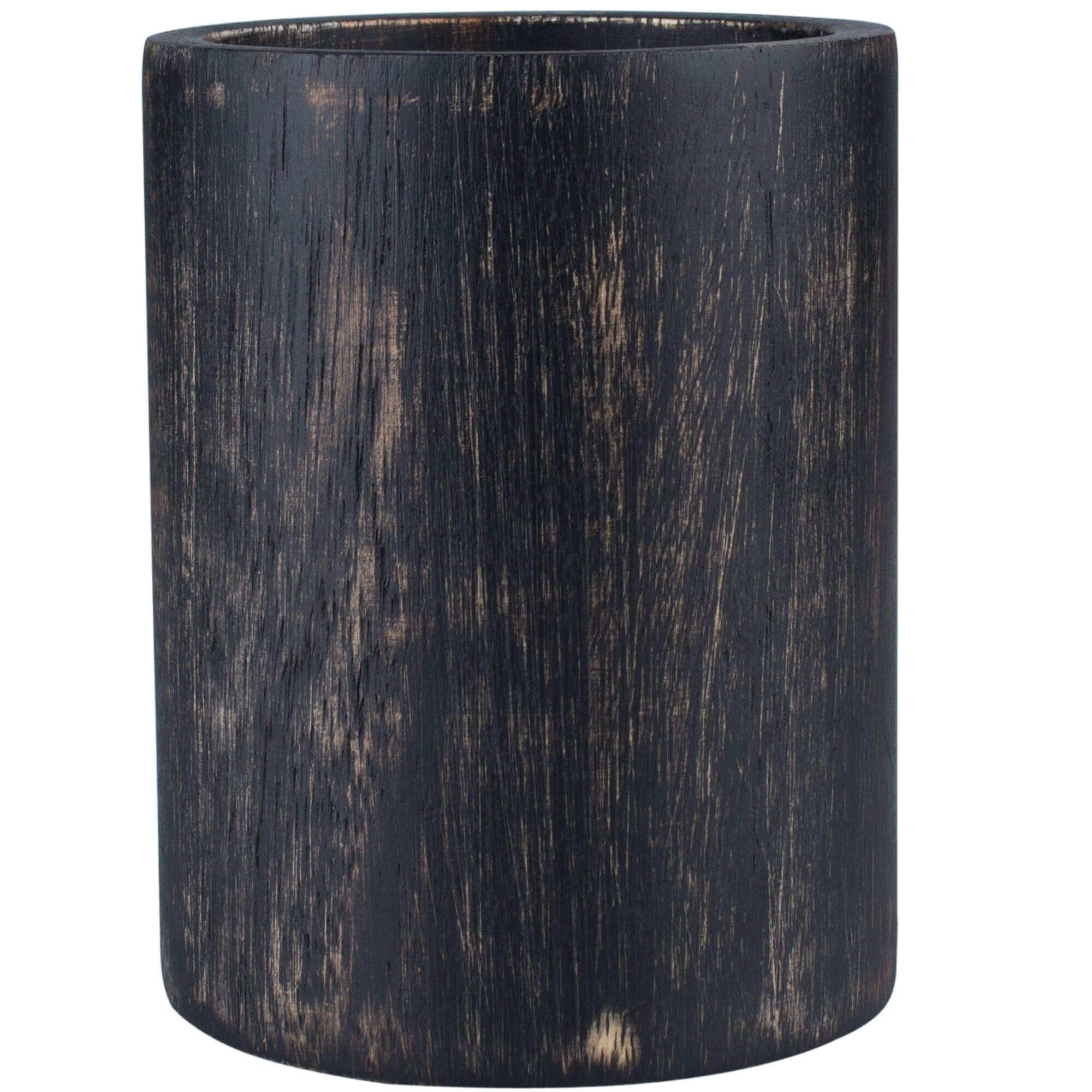 Cutlery holder acacia wood black/washed - 10x13,2cm