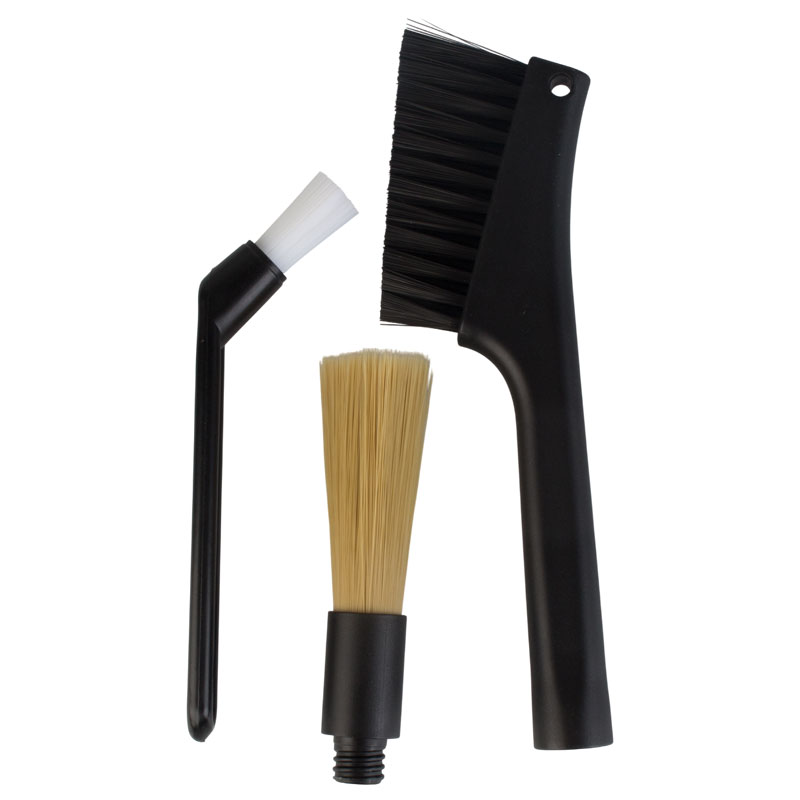 Coffee cleaning brush set—for coffee grinder, counter, brew head
