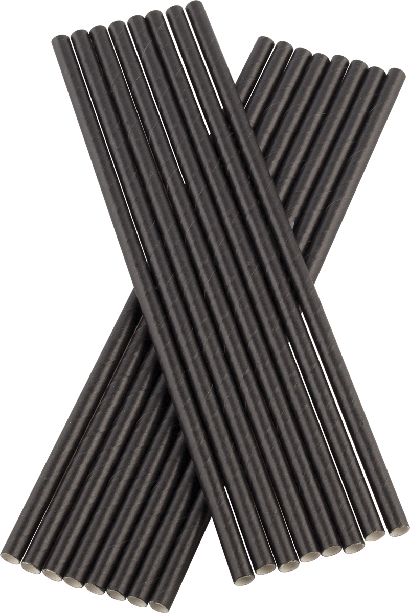 Drinking straws, paper (6x200mm), Prime Bar - black