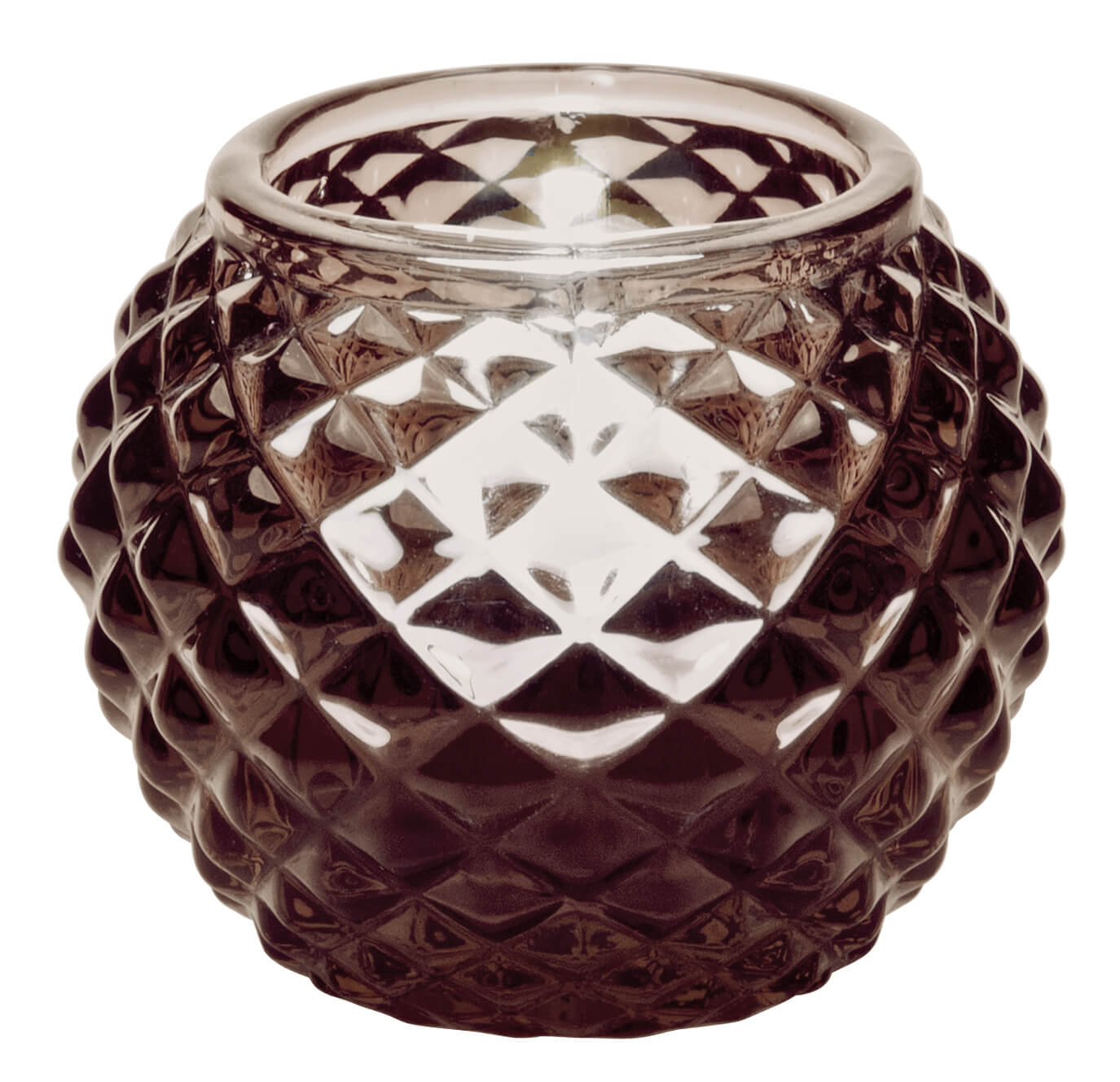 Tealight holder, round, grey - 6x7,5cm