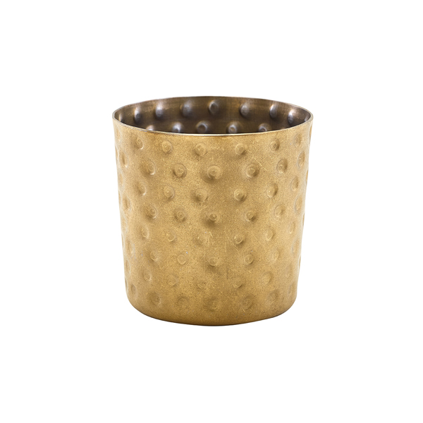 Serving Cup stainless steel hammered vintage gold-colored - 8,5x8,5cm/400ml (12 pcs.) Serving Cup stainless steel hammered vintage gold-colored - 8,5x8,5cm/400ml (12 pcs.)