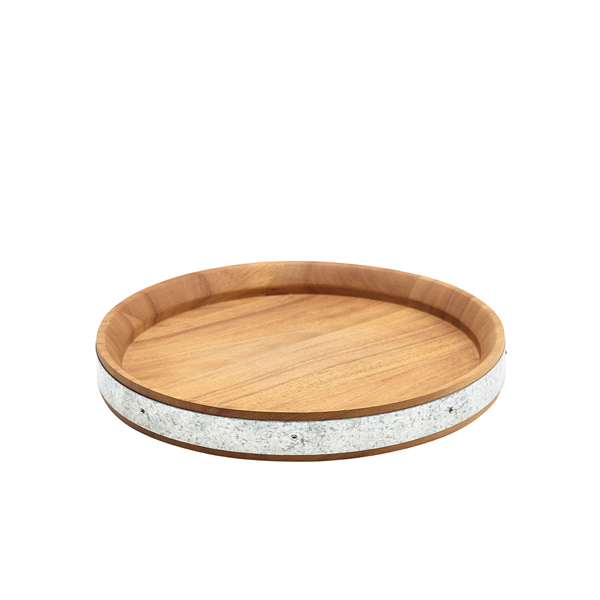 Zinc Banded Serving Board, Acacia Wood - 24cm Zinc Banded Serving Board, Acacia Wood - 24cm