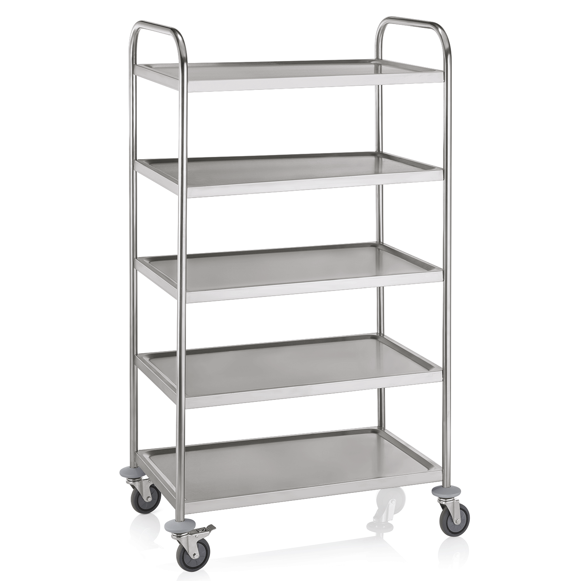 Serving trolley with 5 shelves - stainless steel (85x53x154cm) Serving trolley with 5 shelves - stainless steel (85x53x154cm)