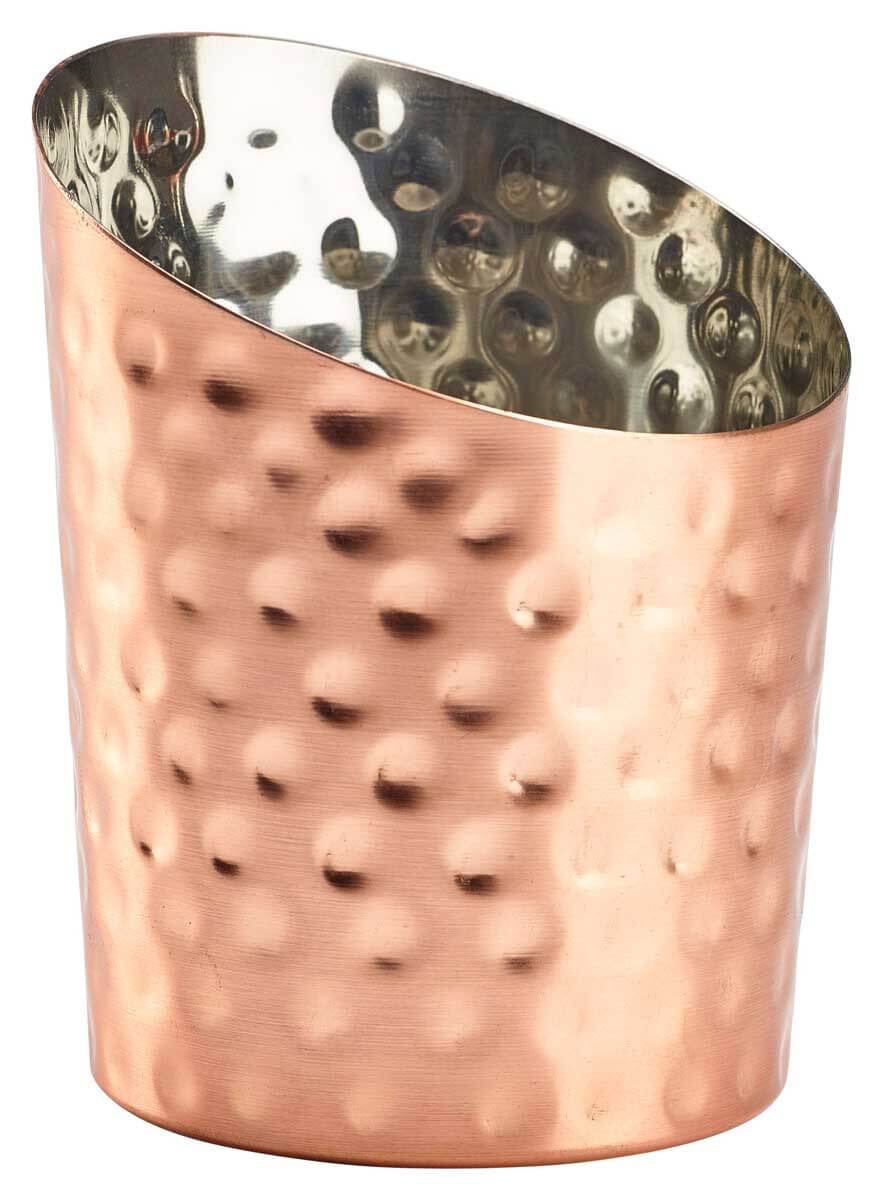 Cup, diagonal cut, hammered, copper-colored - stainless steel (11,6cm)