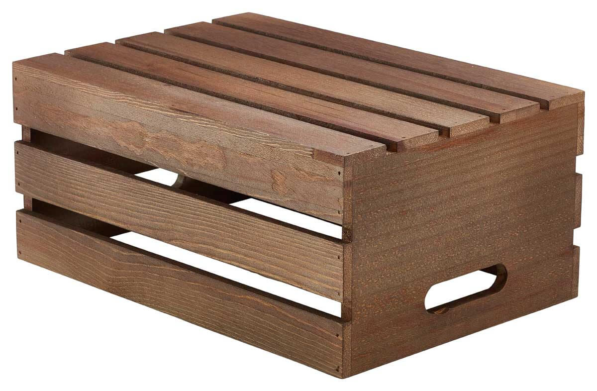 Wooden crate, Dark Rustic brown - 34x23x15cm