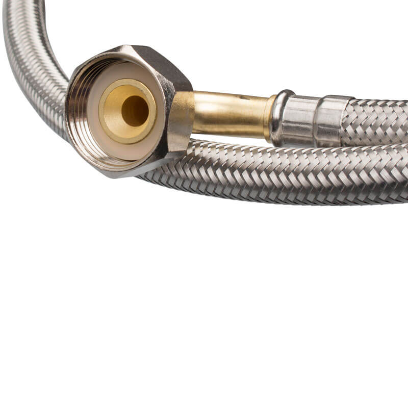 Flex hose stainless steel braid, bent ø 3/4" FpxCFp - 1500mm DVGW Flex hose stainless steel braid, bent ø 3/4" FpxCFp - 1500mm DVGW