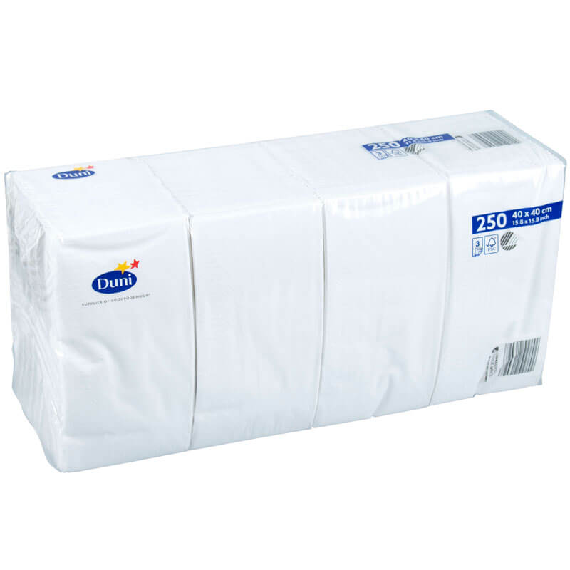 Cellulose napkins Duni, 40x40cm, 1/8 fold, 3-plies - white (1250 pcs.)