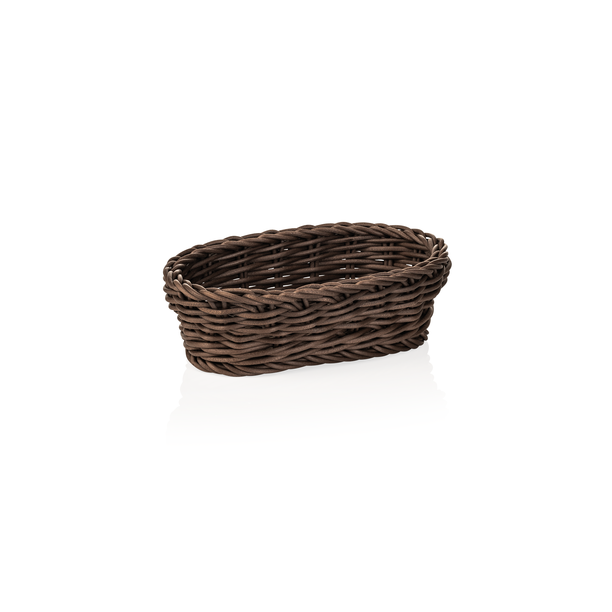 Oval basket, polypropylene, brown - 19x12x6cm Oval basket, polypropylene, brown - 19x12x6cm