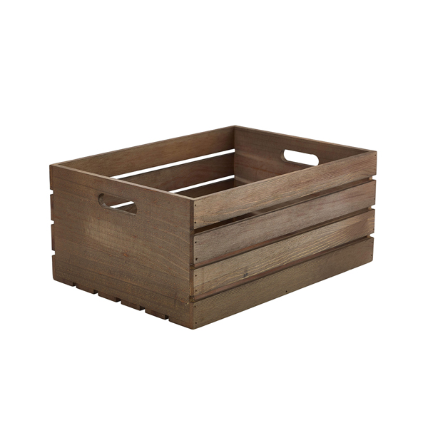Rustic Wooden Crate Dark - 41x30x18cm