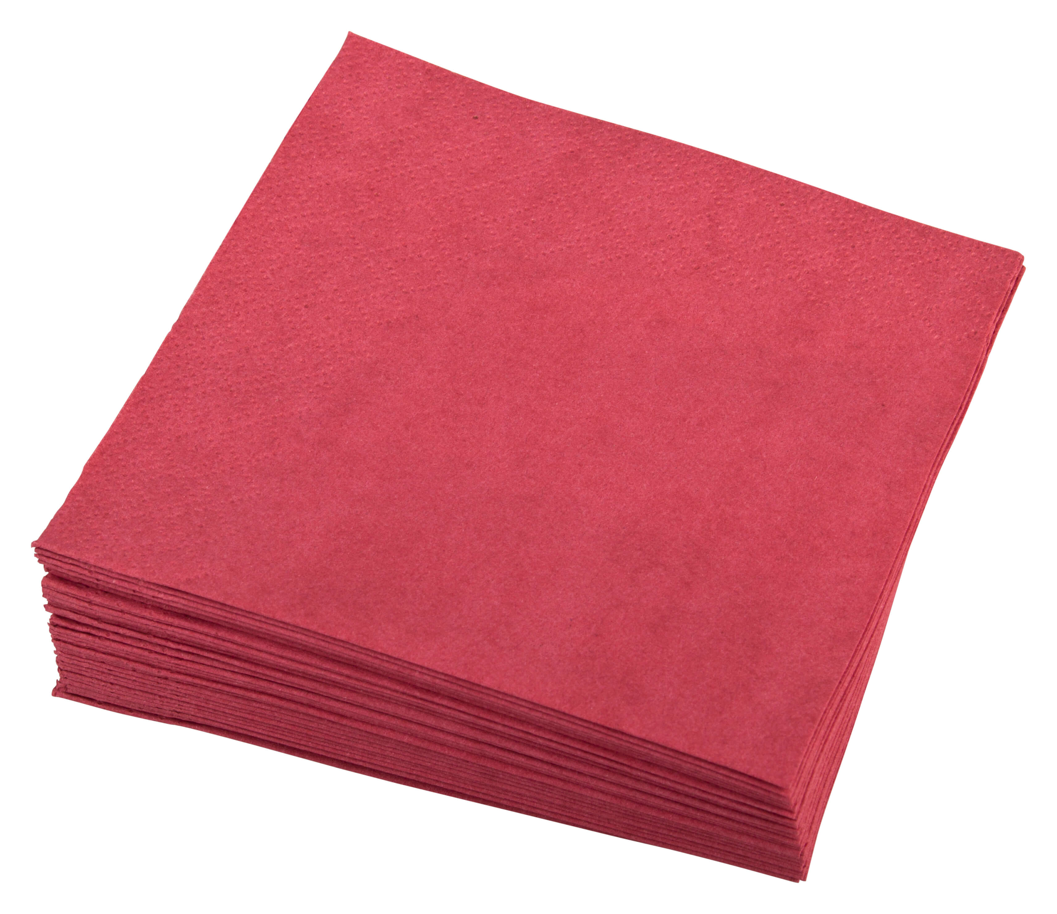 Cocktail napkins, 24x24cm, 1/4 fold, 2-layers - bordeaux (300 pcs.)