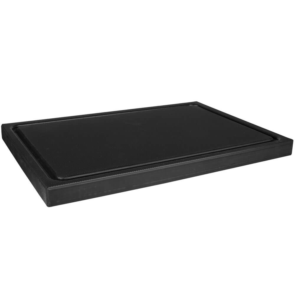 Cutting board with juice groove, HDPE black, Prime Bar - 30x20x2cm Cutting board with juice groove, HDPE black, Prime Bar - 30x20x2cm
