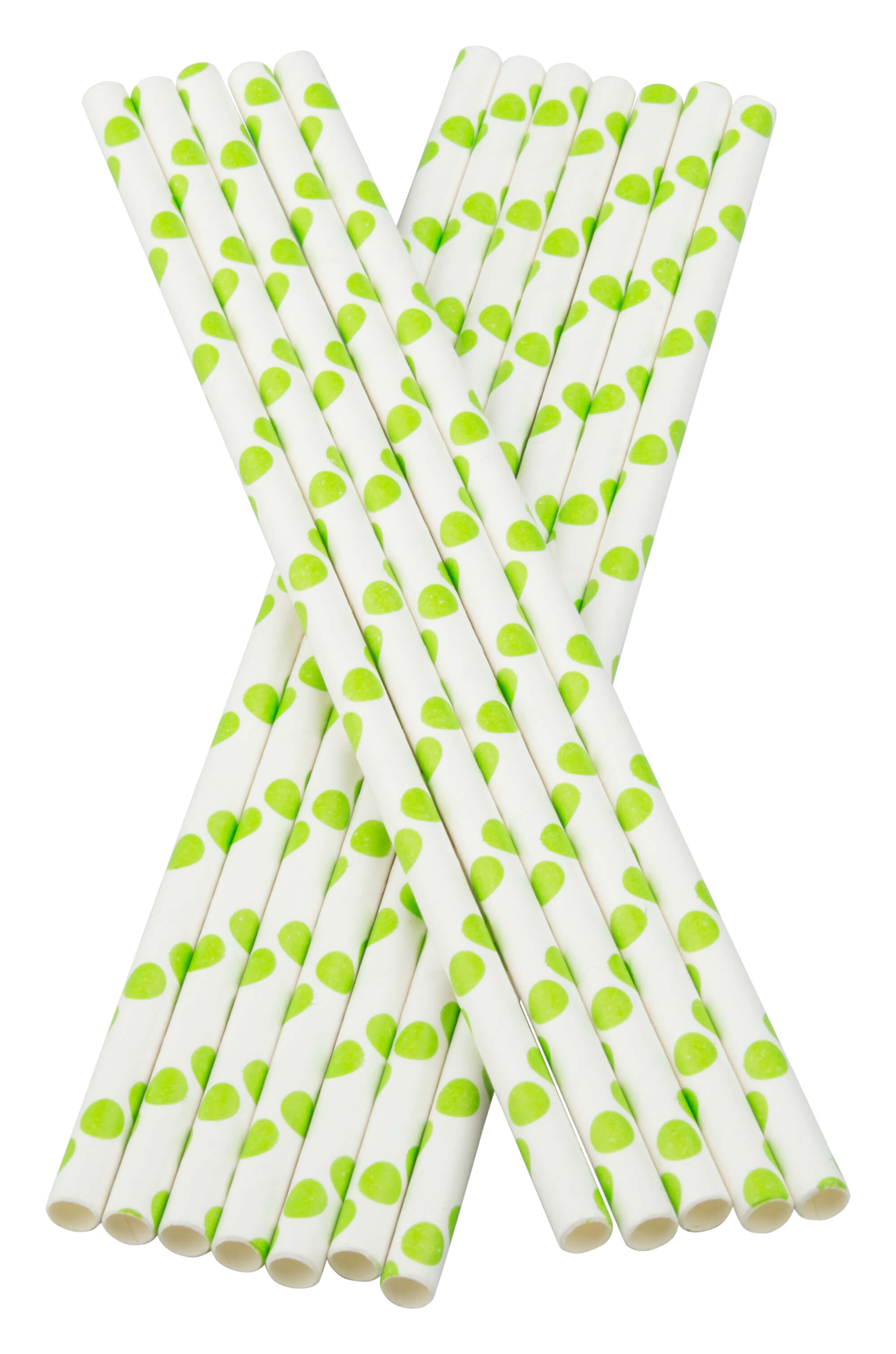 ECO Drinking straws, paper (195x6mm), spots (green-white) - 100 pcs.
