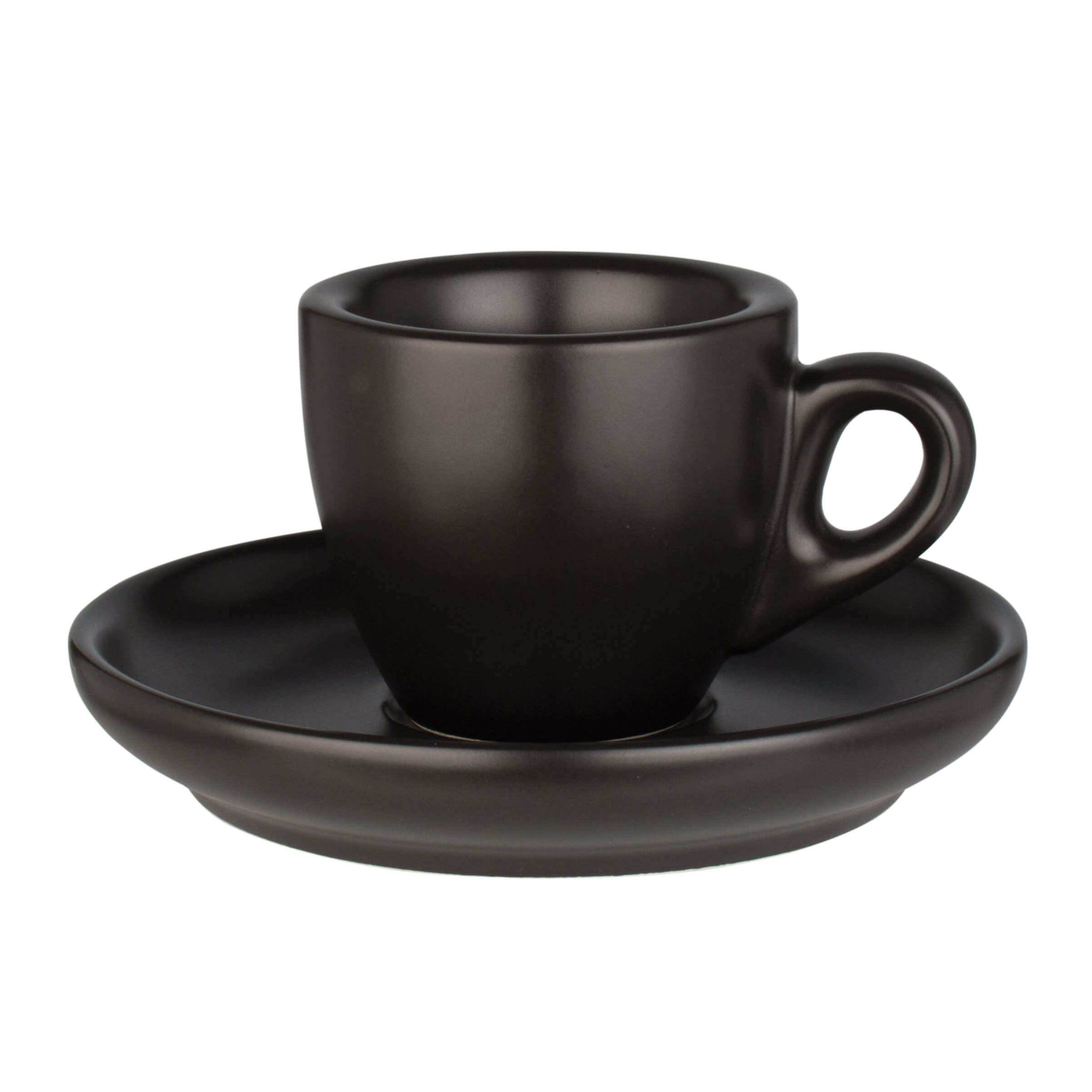 Espresso cup Barista with saucer, porcelain black - 55ml (6 sets)