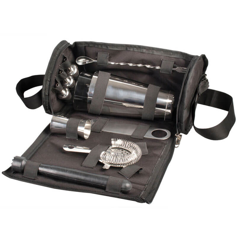 Bar bag black - with cocktail set