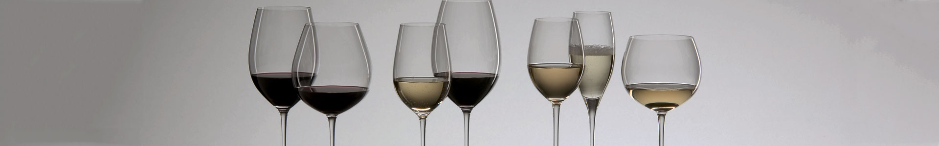Wine glasses from Riedel in various sizes for white and red wines.