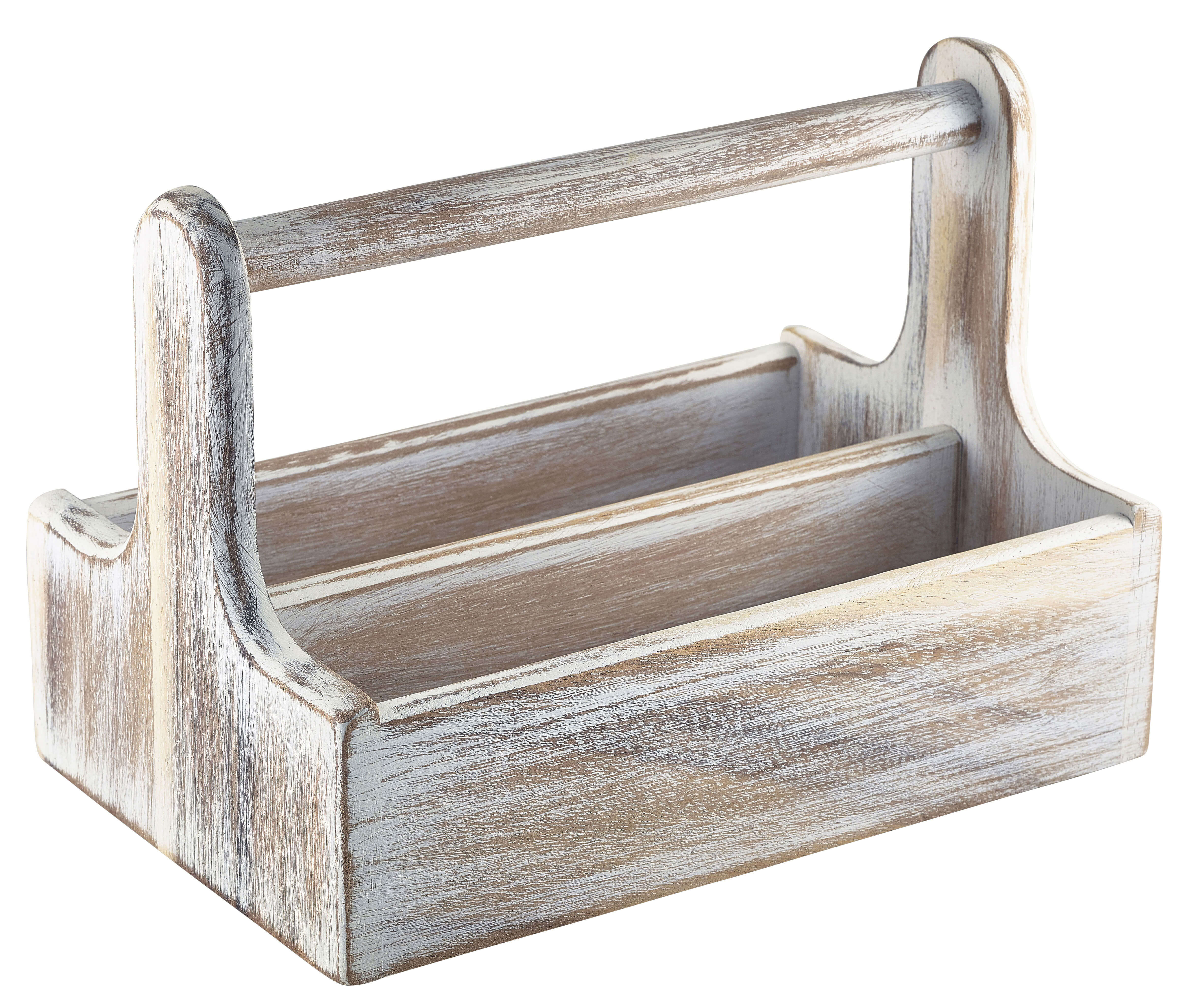Table Caddy / Bar Organizer, wood, white - 25x15,7x18cm