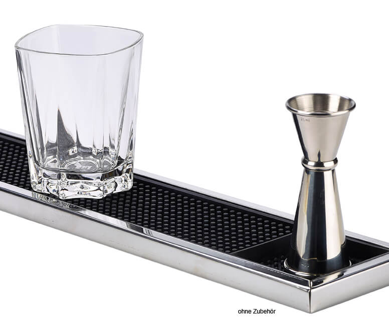 Bar mat with stainless steel frame, with shot - 60,5x10cm