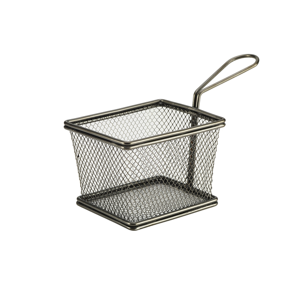 Serving basket, stainless steel, black - 12,5x10x8,5cm (6 pcs.)