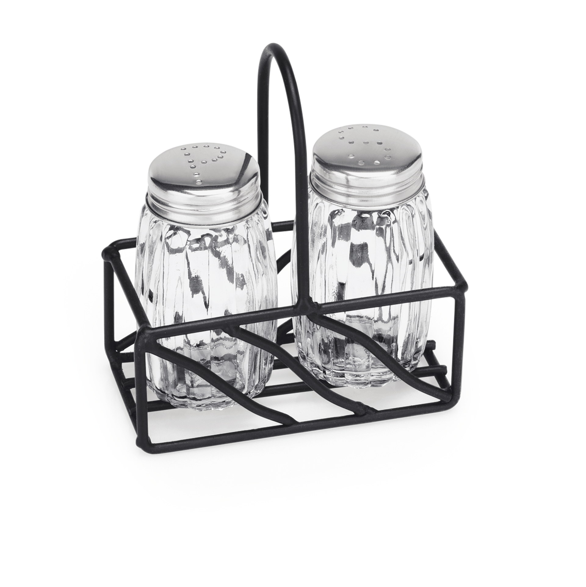 Cruet with salt and pepper shakers - black
