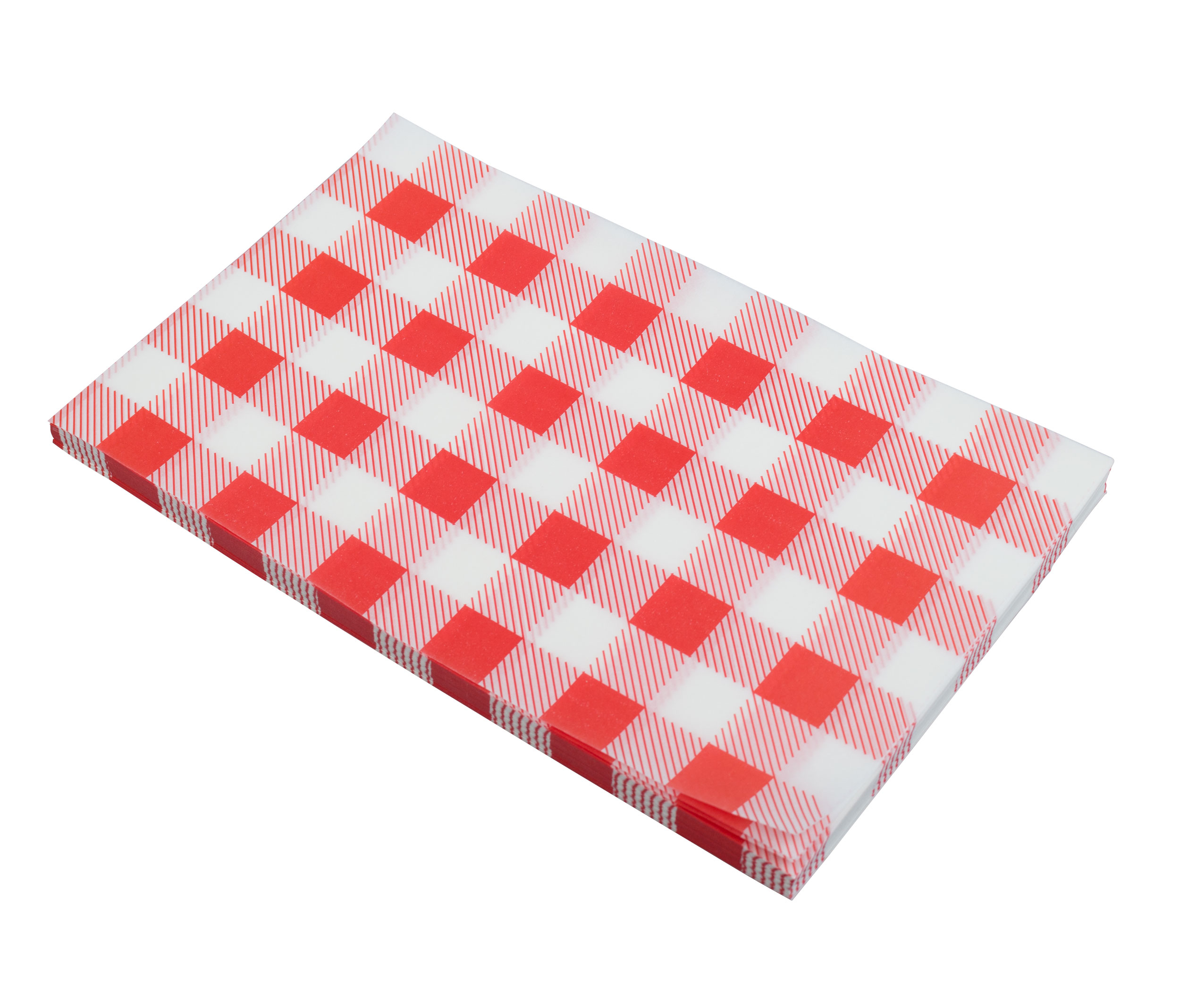 Grease-proof paper, red gingham - various sizes (200 pcs.)