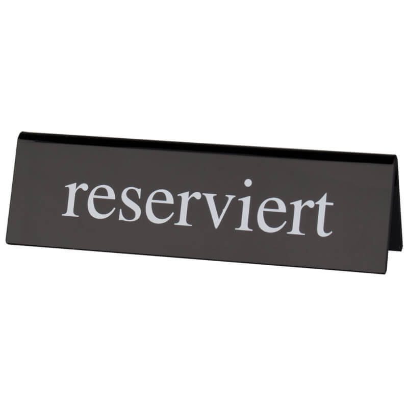 Table sign, plastic black and white - reserviert