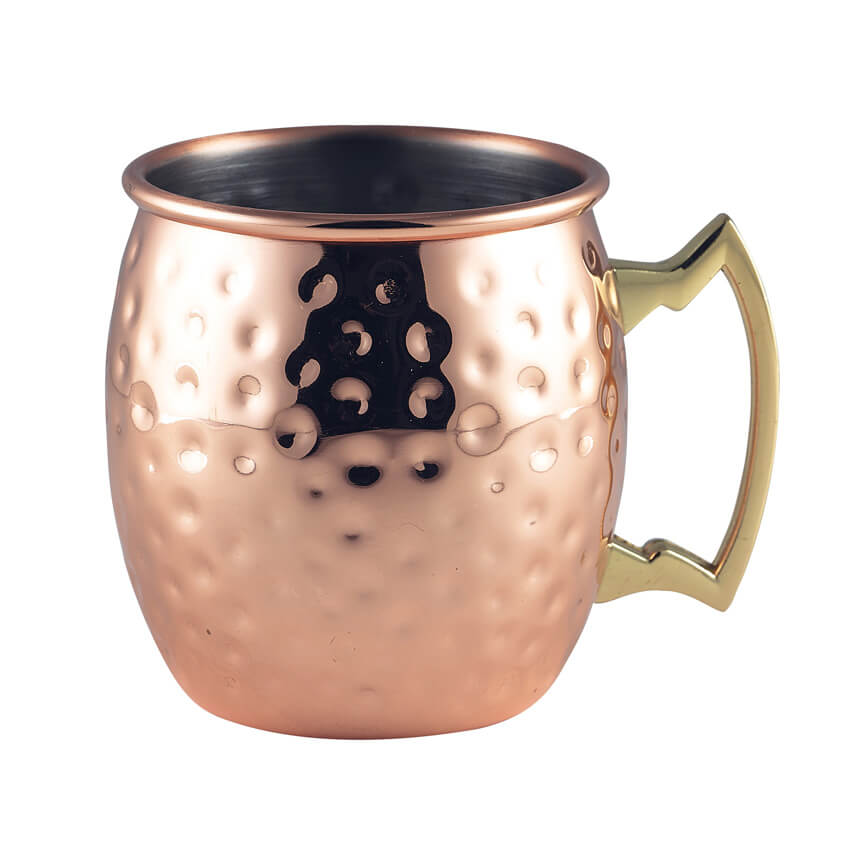 Moscow Mule mug, stainless steel copper-colored, hammered - 400ml