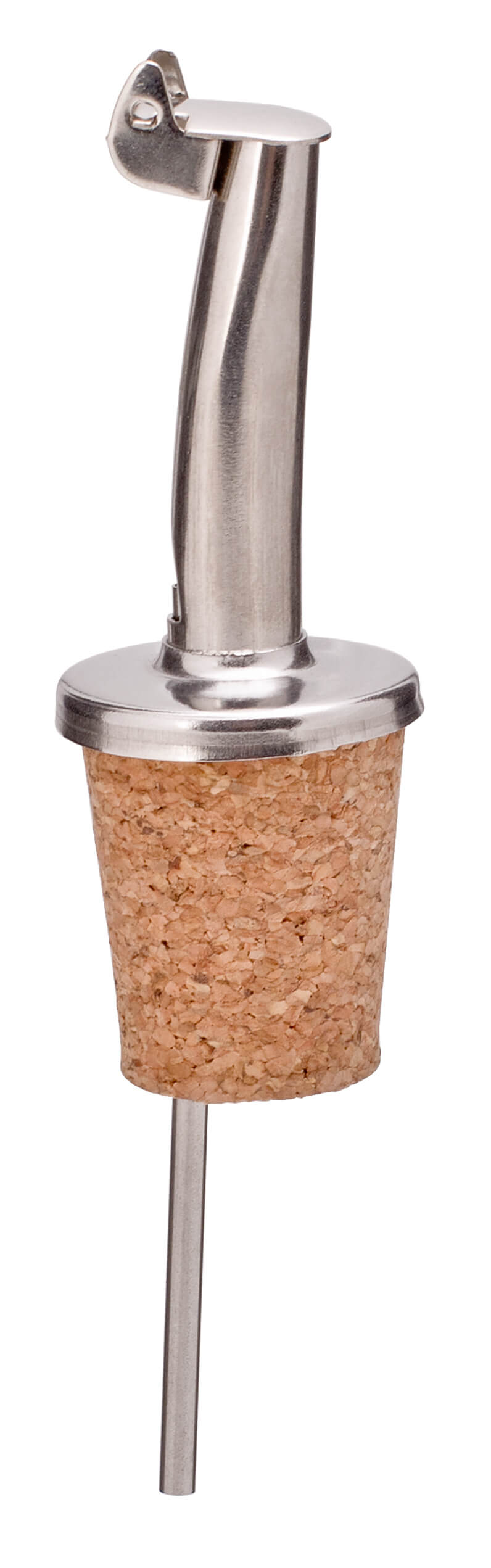 Pourer with cap - metal, natural cork (very slow)