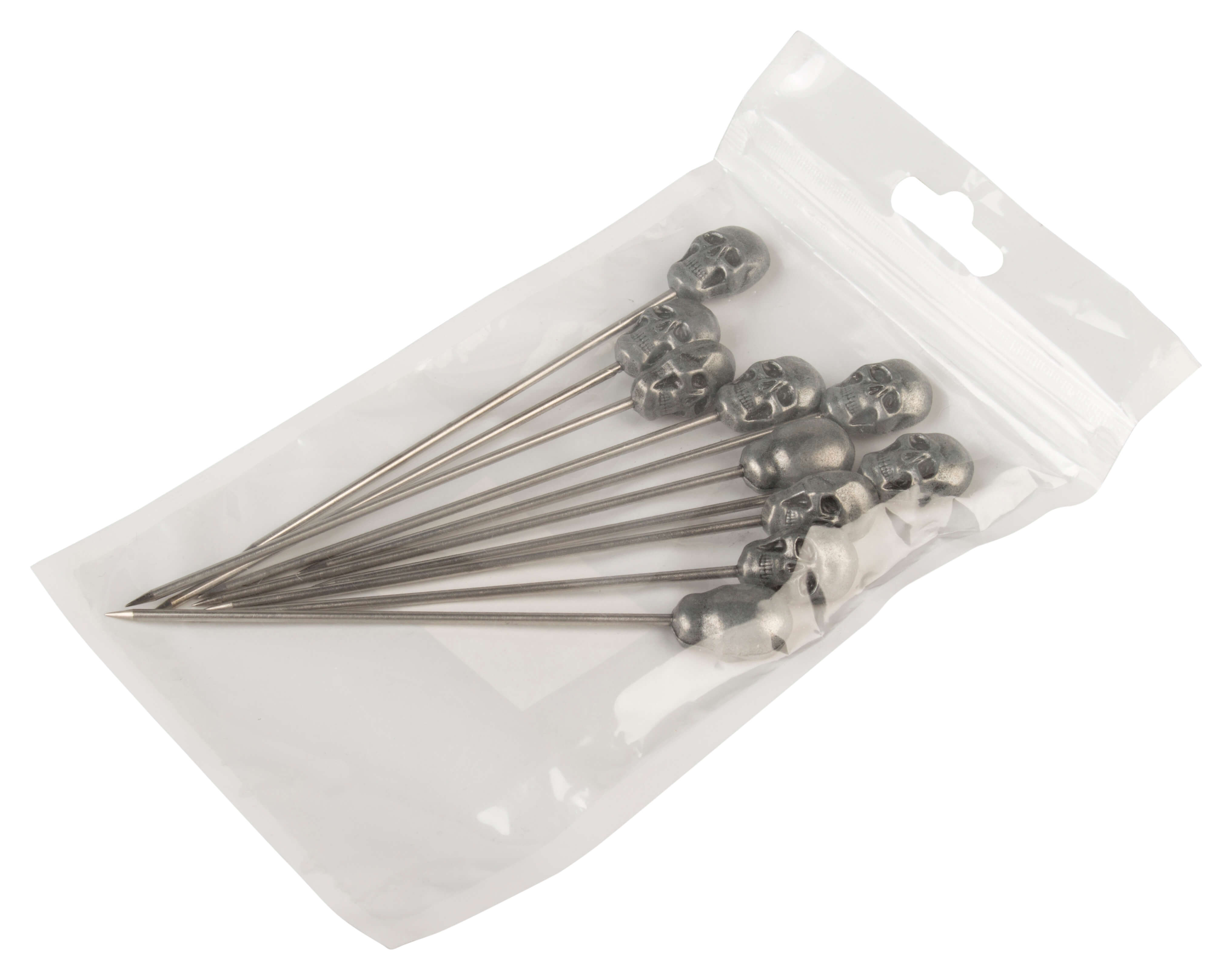 Cocktail skewer, metal - Skull (10 pcs.)