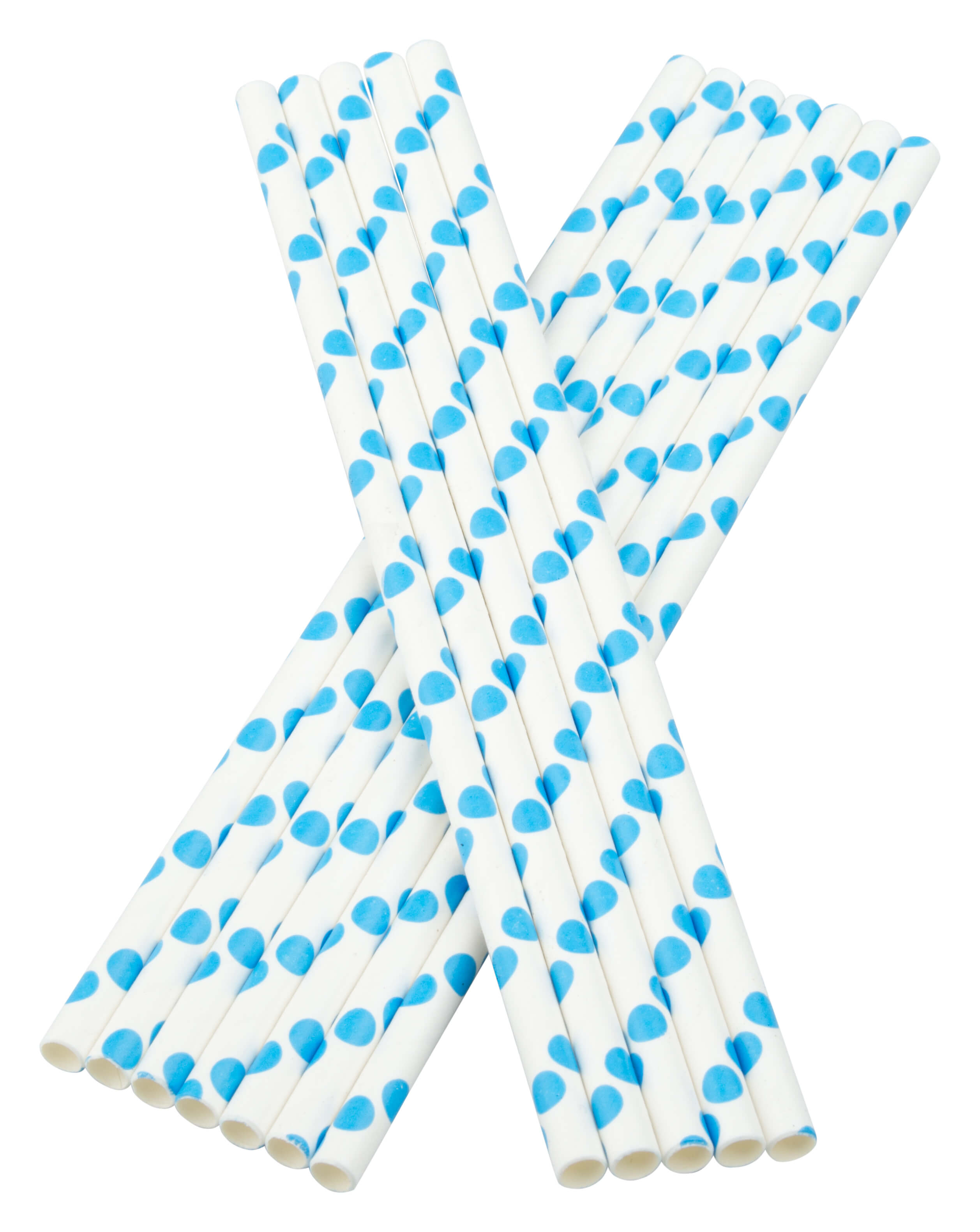 ECO Drinking straws, paper (195x6mm), spots (blue-white) - 100 pcs.