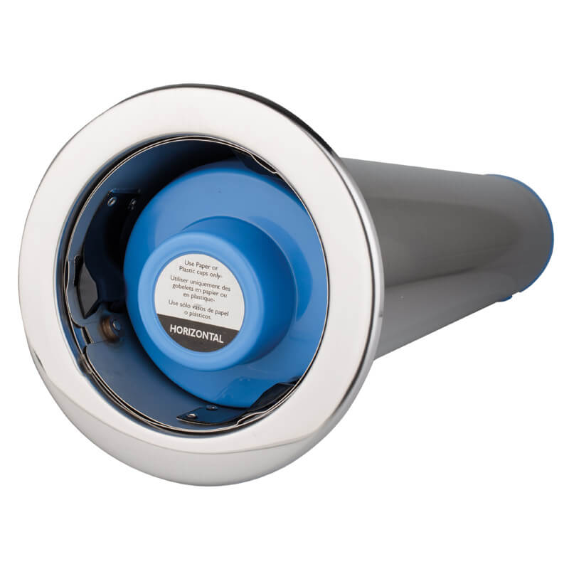 Cup dispenser, stainless steel, horizontal - medium (70-98mm cups)