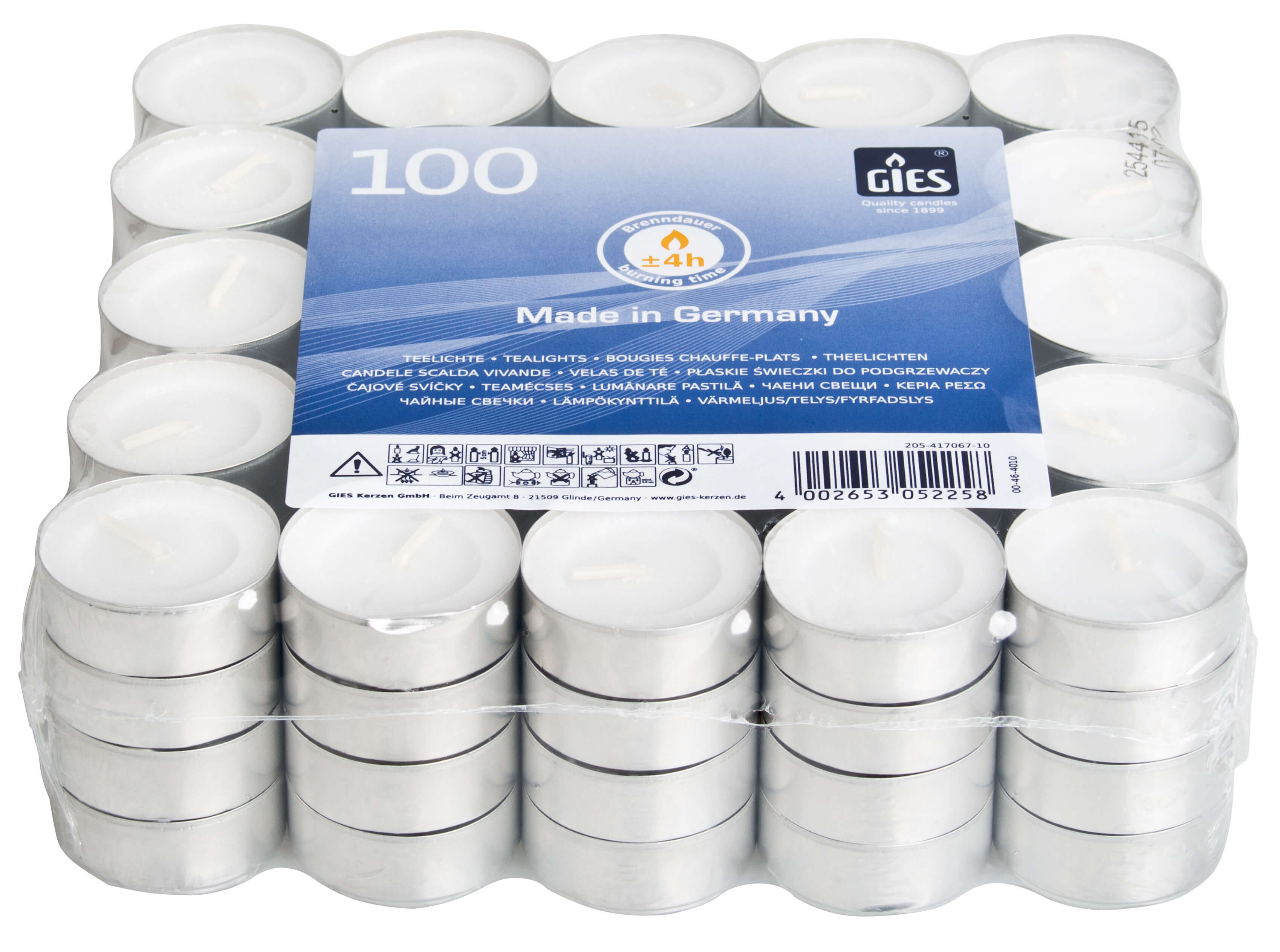 Tealights, Gies, white - 4 hours (100pcs.)