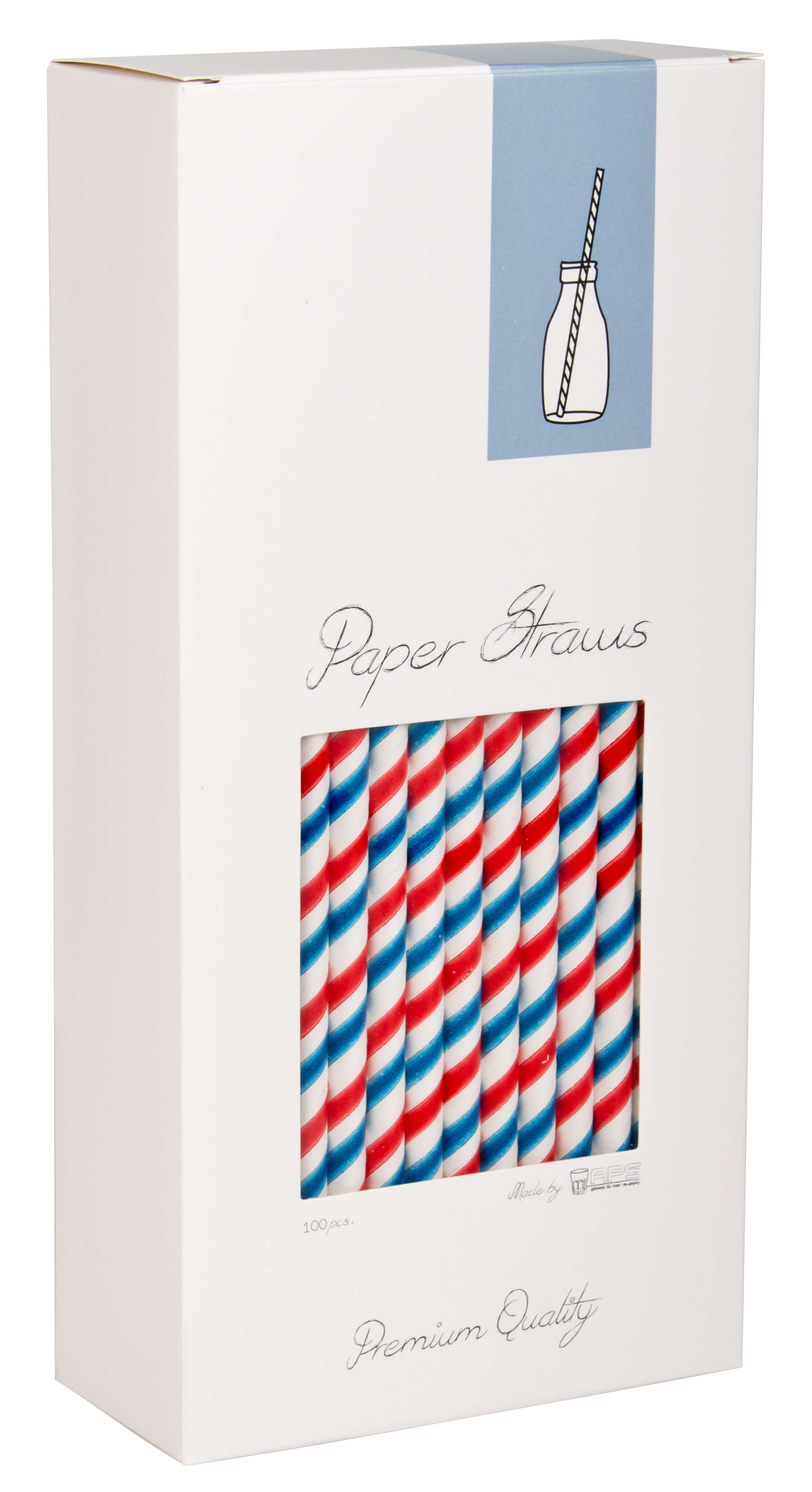 Drinking Straws, Paper (8x255mm) - red white blue striped